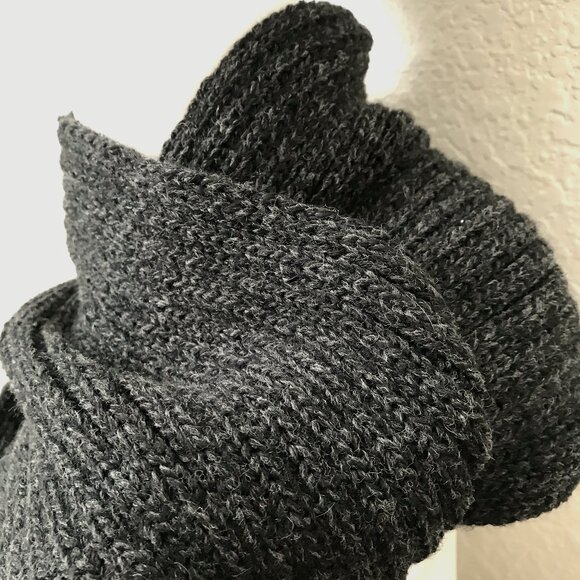 Rib Knit Scarf & Hat Set, Dark Charcoal Gray - Picture 2 of 11